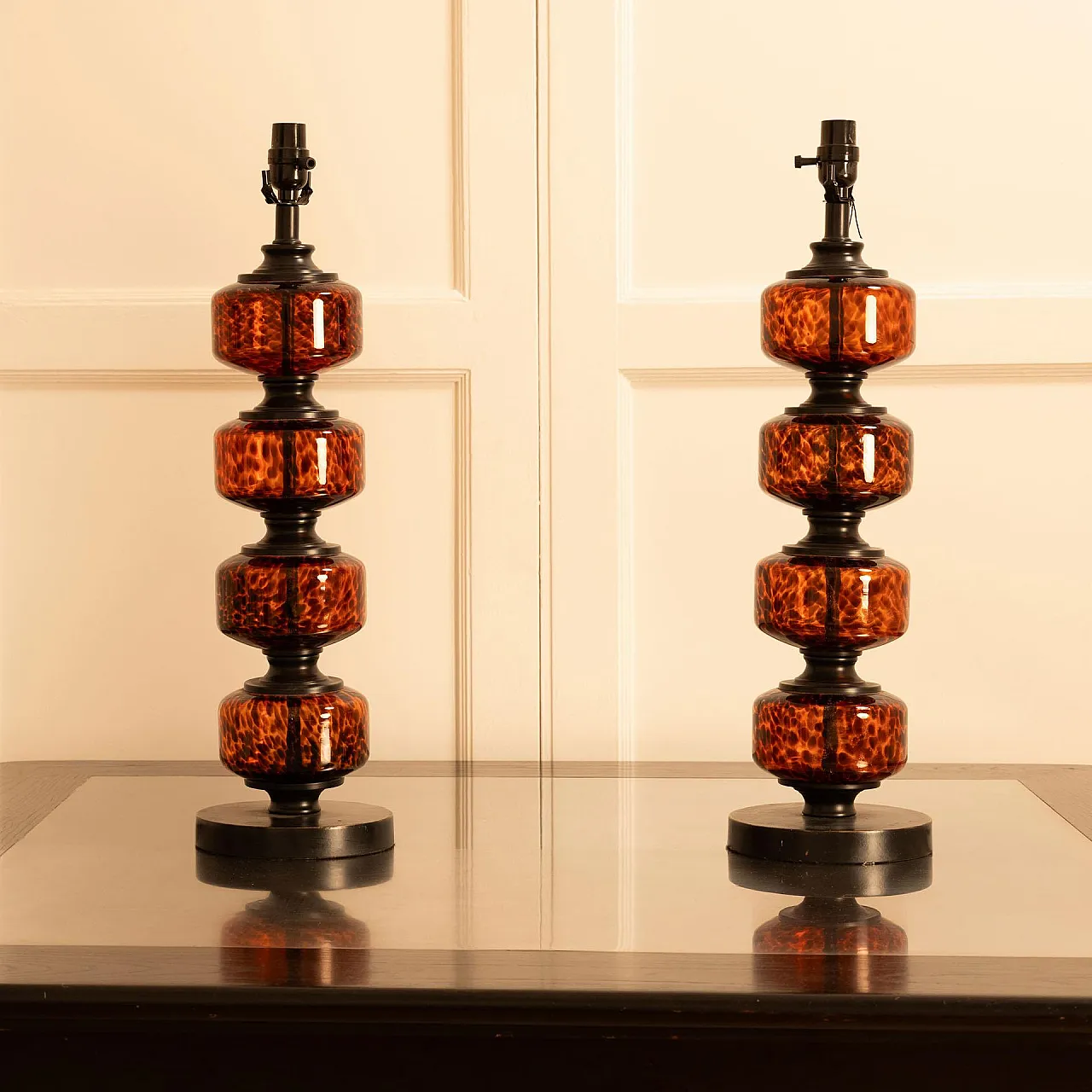 Pair of speckled glass table lamps, 20th century 8