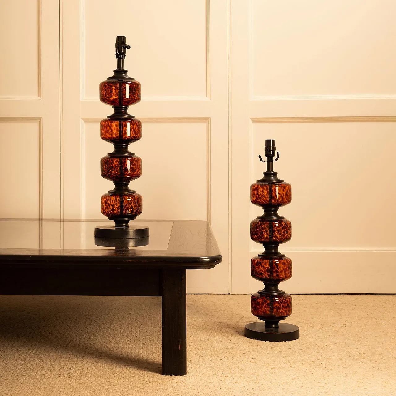 Pair of speckled glass table lamps, 20th century 9