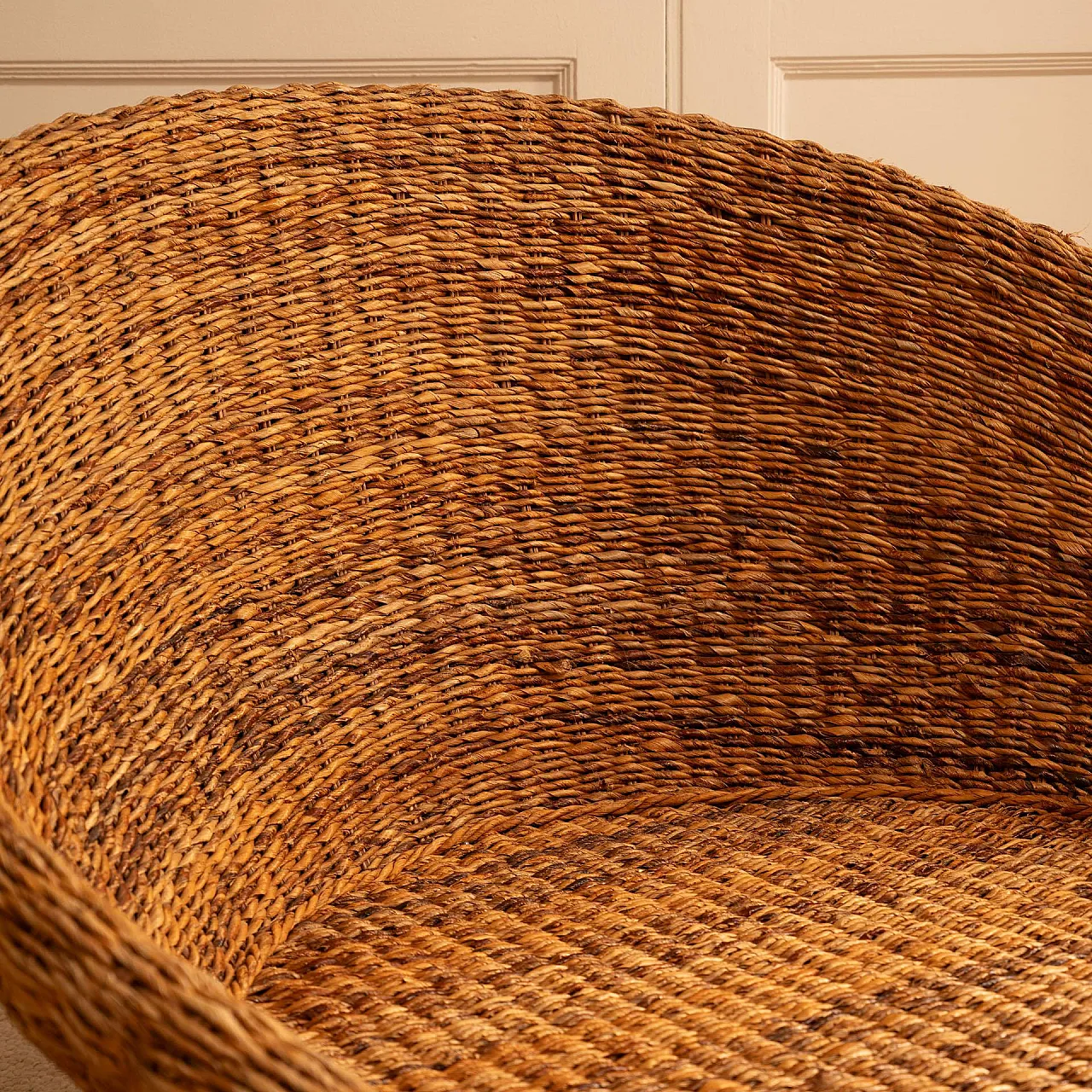 Sedia rotonda in rattan, anni '70 3