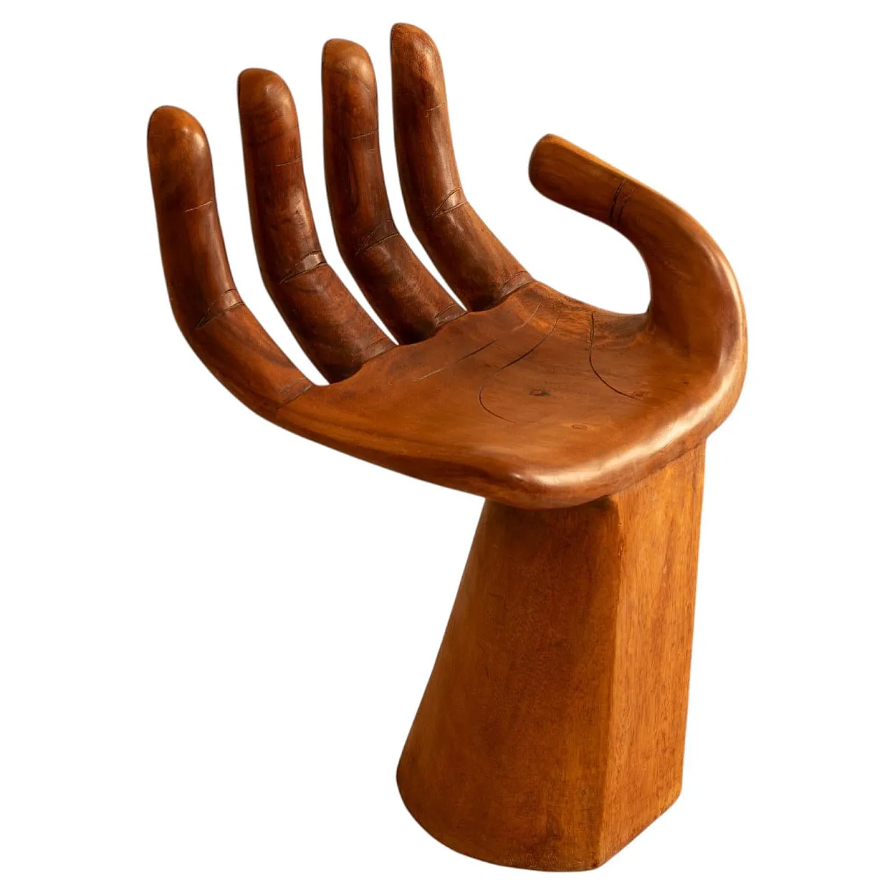 Wooden stool-chair in the shape of a hand, 20th century 1