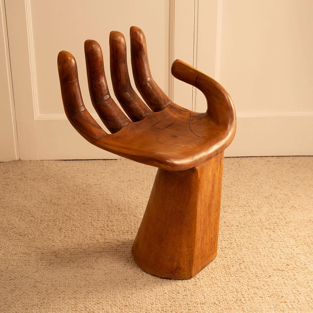 Wooden stool-chair in the shape of a hand, 20th century 3