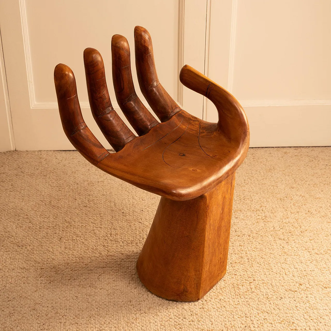 Wooden stool-chair in the shape of a hand, 20th century 4
