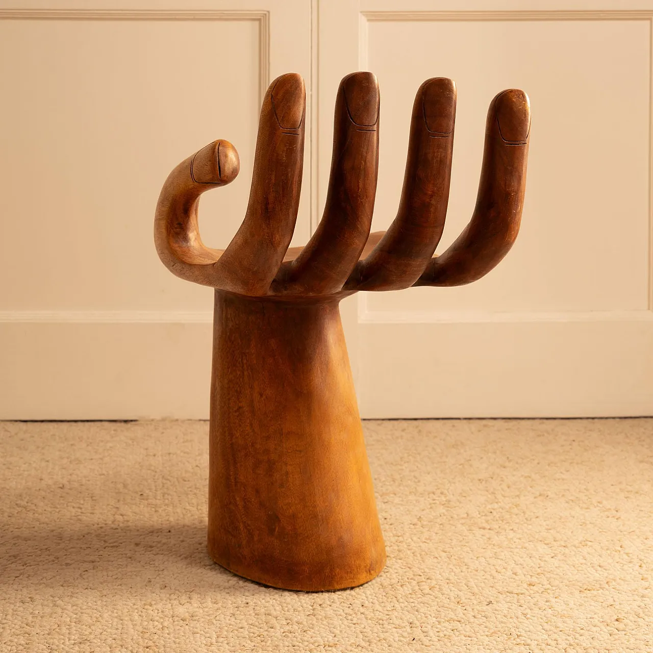 Wooden stool-chair in the shape of a hand, 20th century 6
