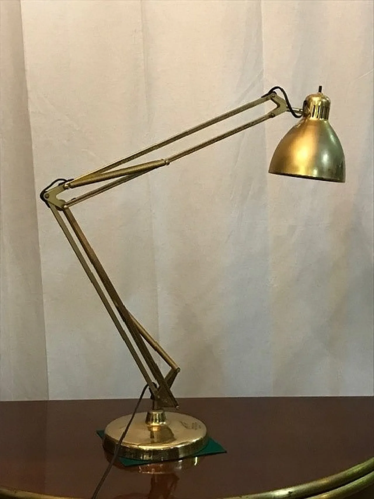 Naska Loris desk lamp by Jac Jacobsen golden plated, 80s 1