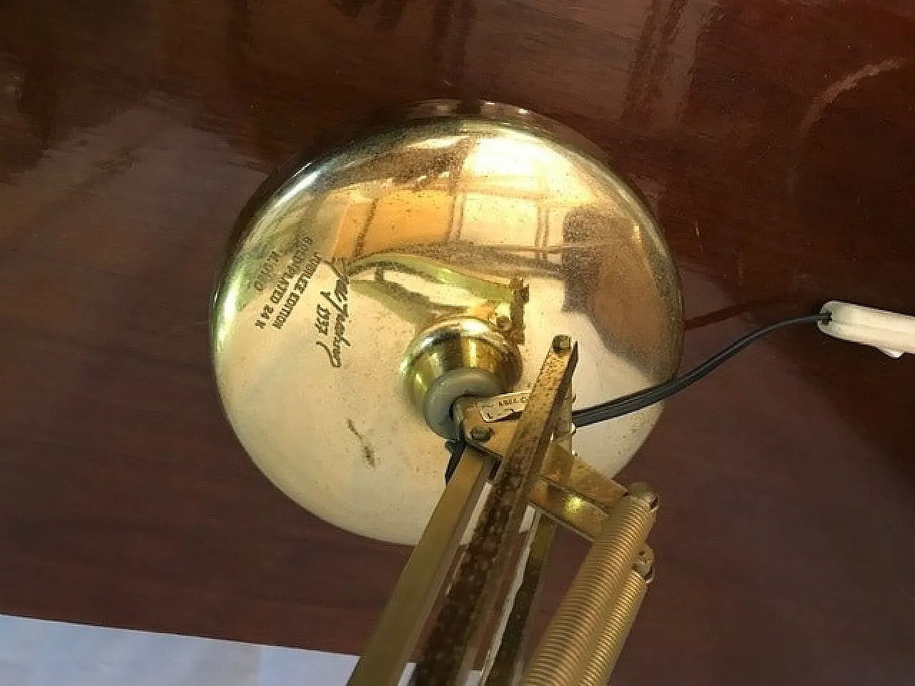 Naska Loris desk lamp by Jac Jacobsen golden plated, 80s 4