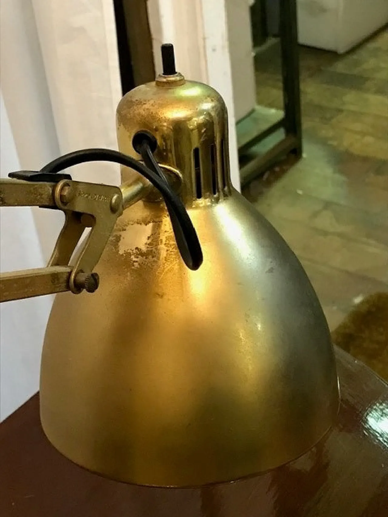 Naska Loris desk lamp by Jac Jacobsen golden plated, 80s 5