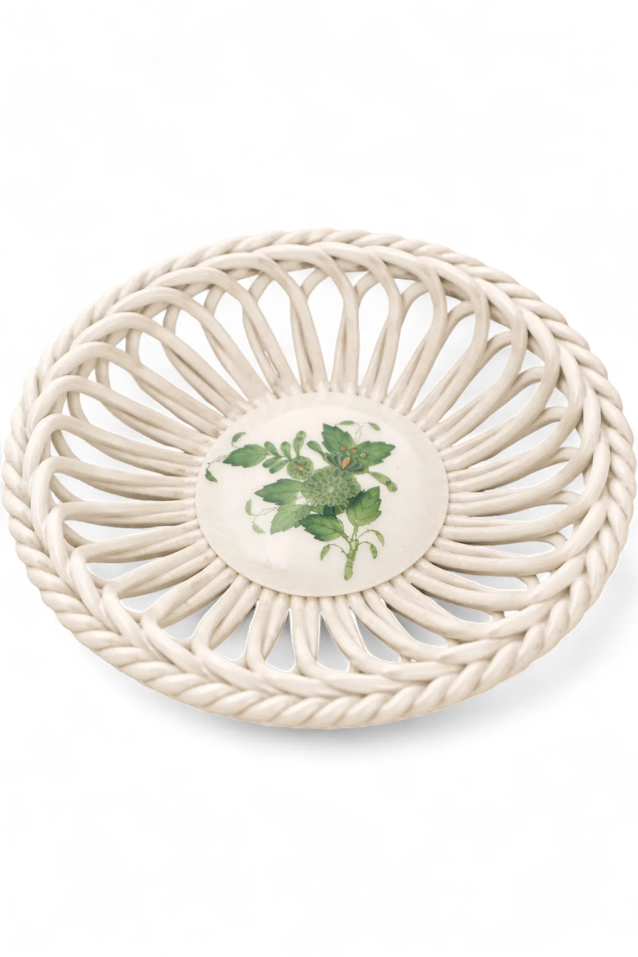 Hungary Mini Basket by Herend Apponyi Green 7373 AV, 80s 9