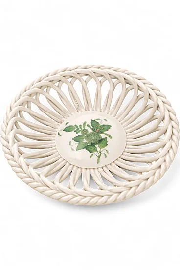 Hungary Mini Basket by Herend Apponyi Green 7373 AV, 80s