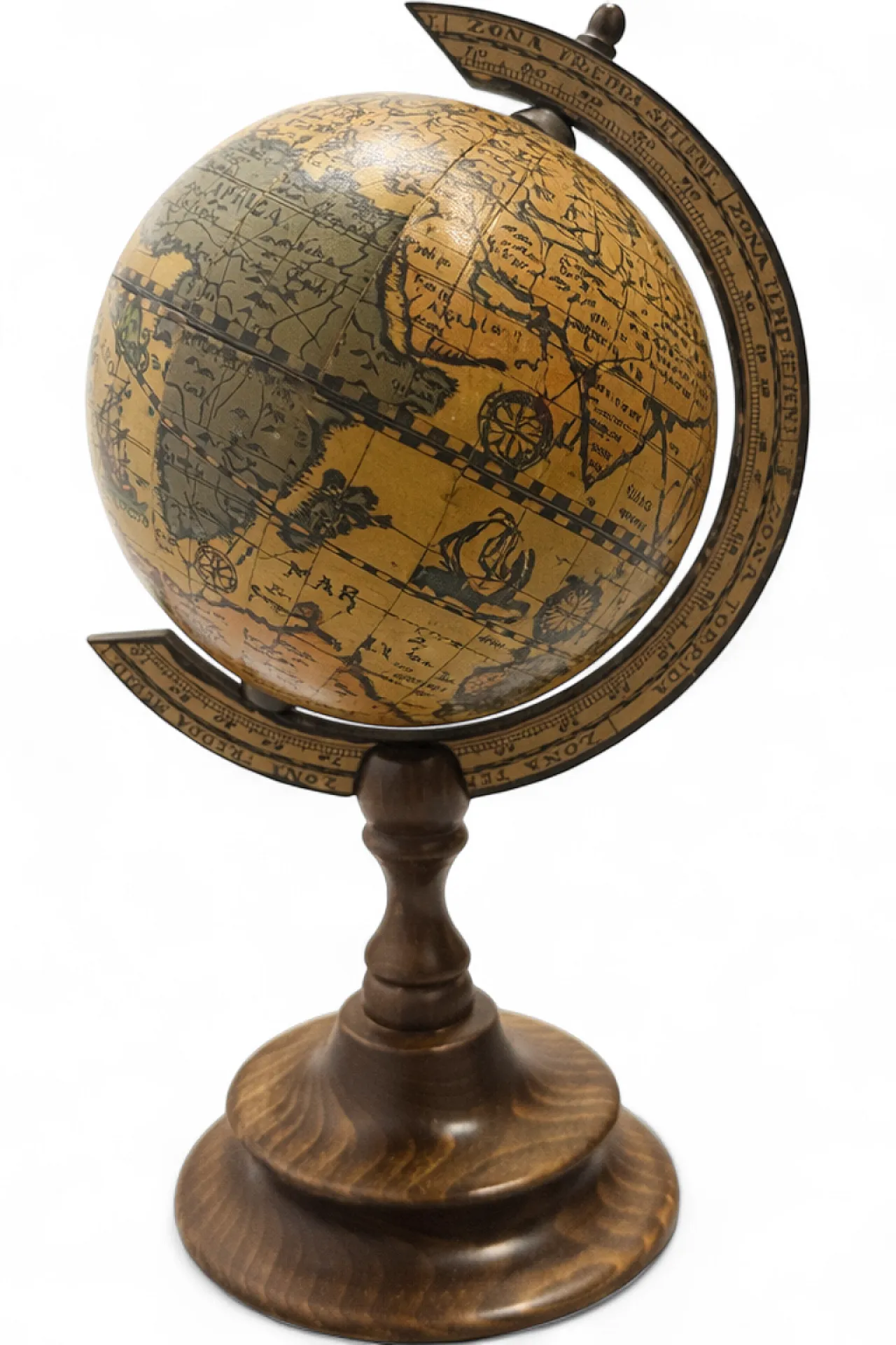 Globe Old World Map Wooden Desk Globe, 70s 9