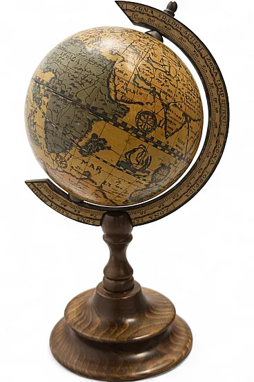 Globe Old World Map Wooden Desk Globe, 70s