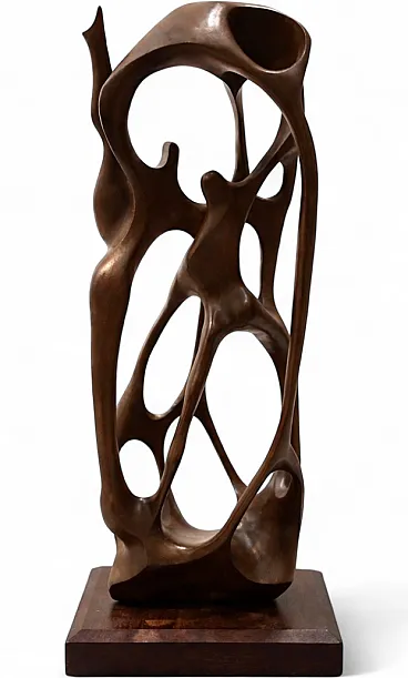 Abstract Wood Sculpture Hand Carved Organic Art, 70s