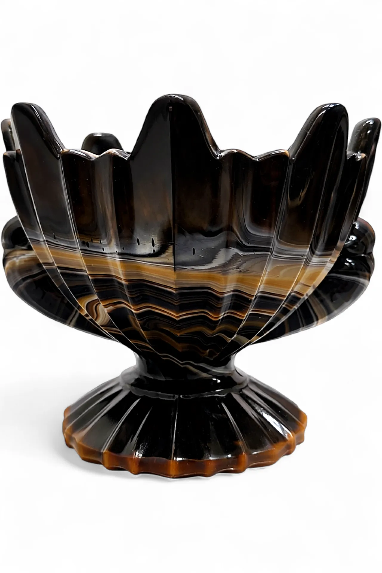 Art Deco Onyx Glass Centerpiece Bowl by STS Abel Zagreb, 1930s 10