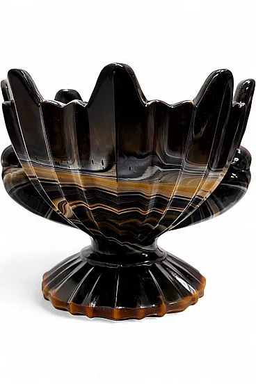 Art Deco Onyx Glass Centerpiece Bowl by STS Abel Zagreb, 1930s