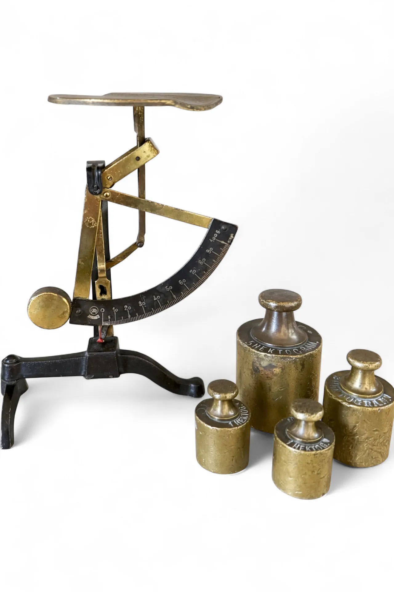 German Letter Scale by Drgm with Brass Weights Set, Early 20th c. 12