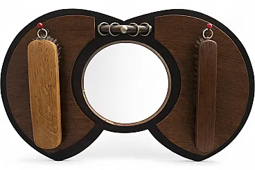 Art Deco Amsterdam School Mirror Set with Brushes Oak, 1920s