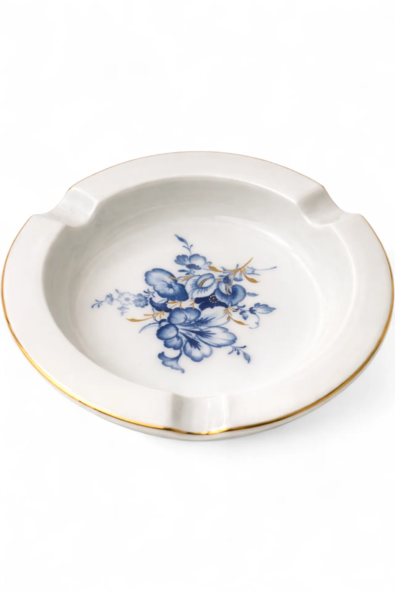 Porcelain Ashtray by Meissen Blue and Gold Floral Decoration, 70s 7