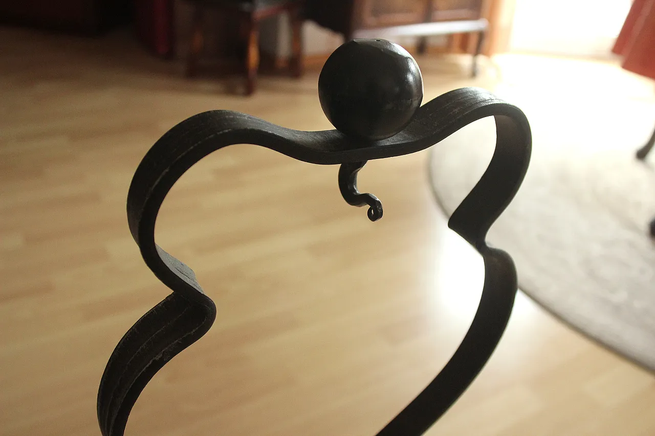 Mid Century handmade wrought iron stand ashtray, 60s 7