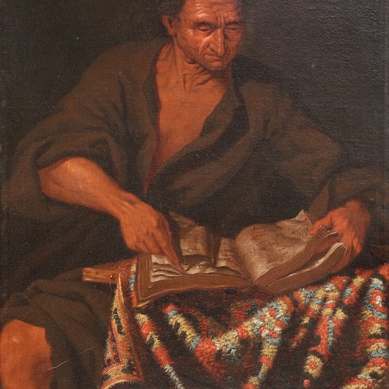 Italian painting, philosopher in the study,  17th century 5
