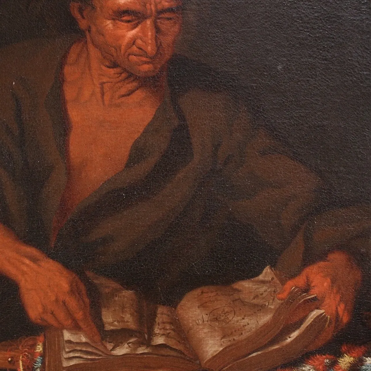 Italian painting, philosopher in the study,  17th century 12