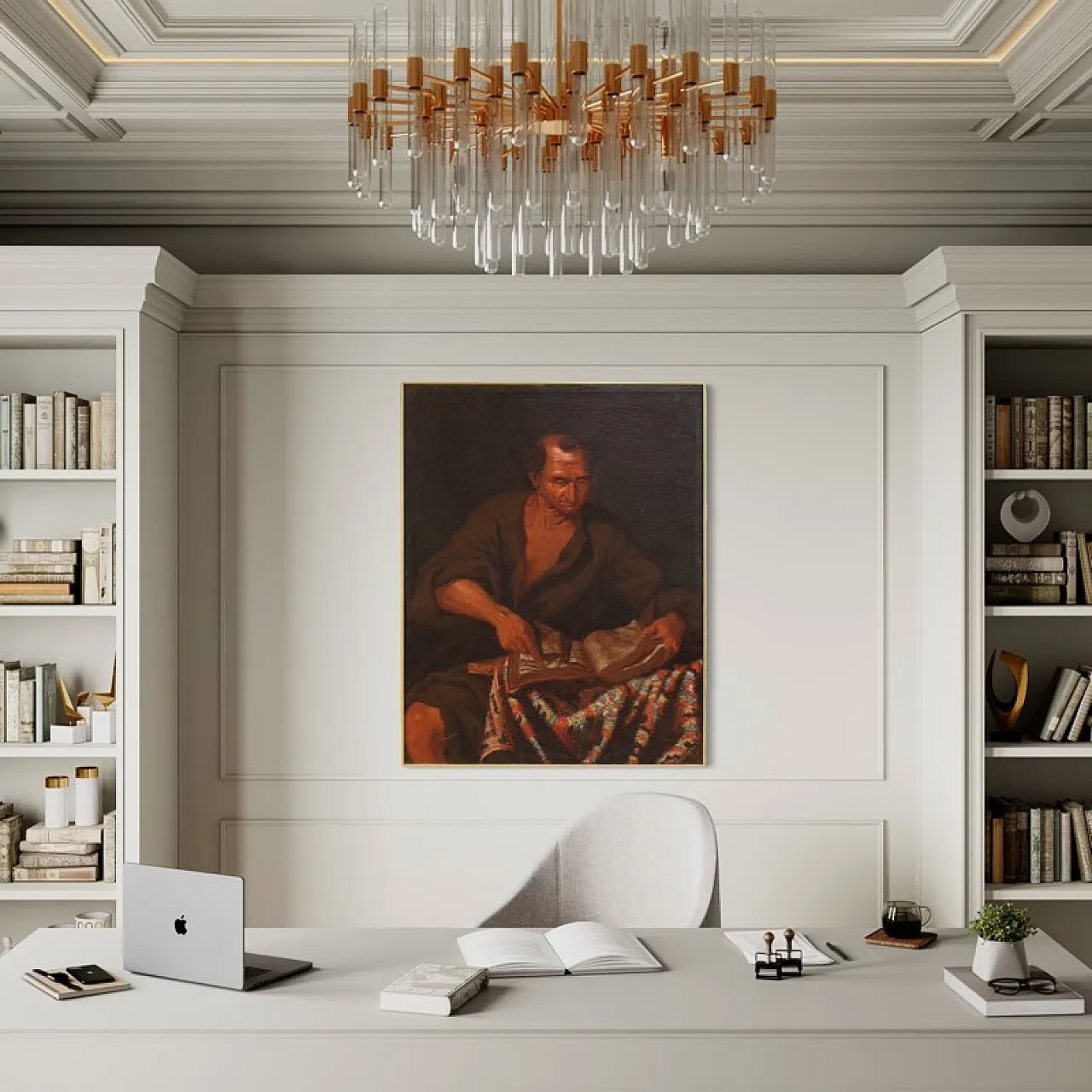 Italian painting, philosopher in the study,  17th century 13