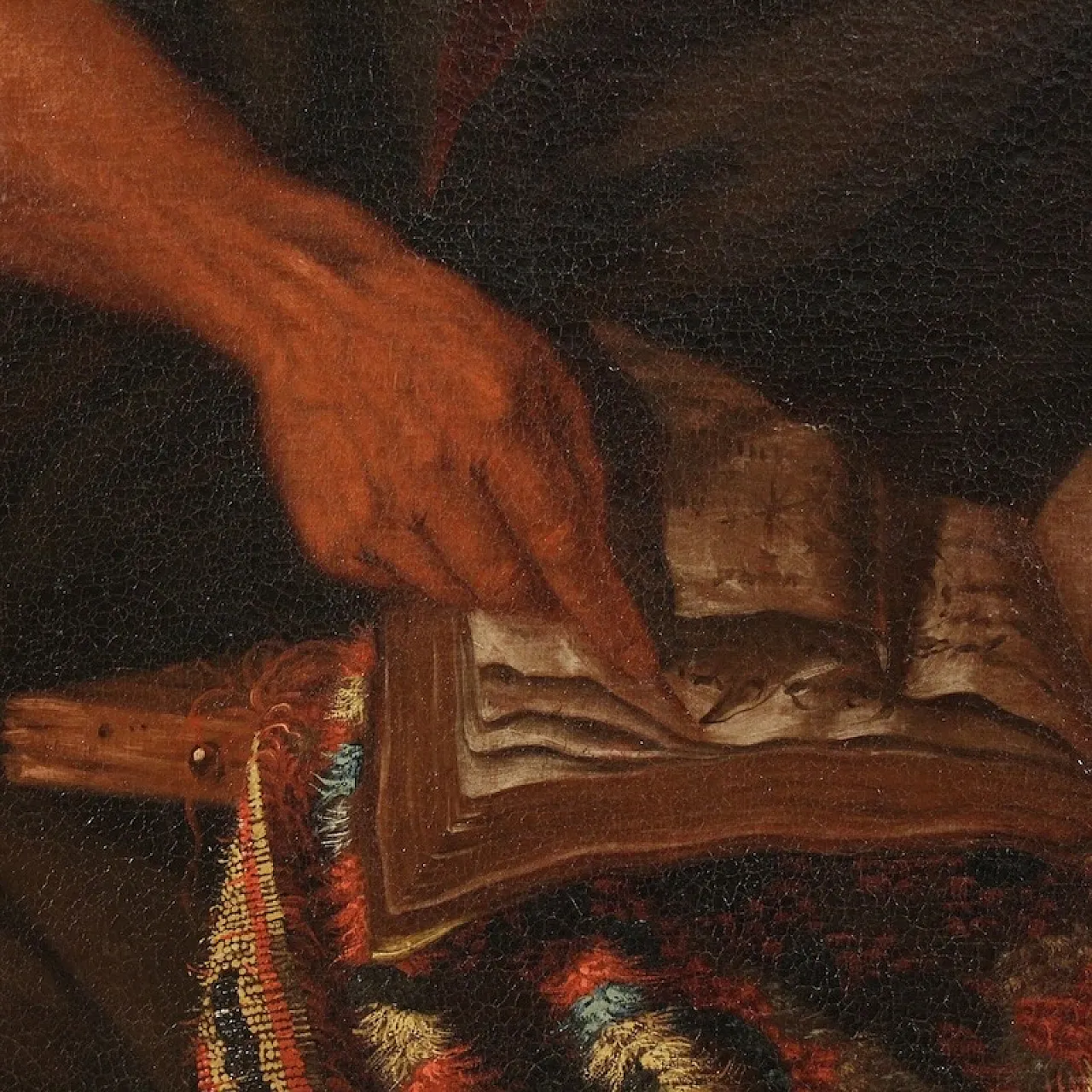 Italian painting, philosopher in the study,  17th century 14
