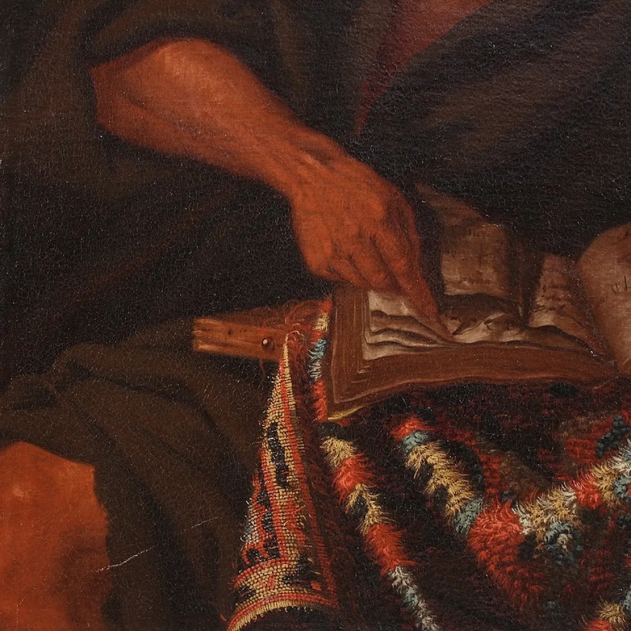 Italian painting, philosopher in the study,  17th century 15