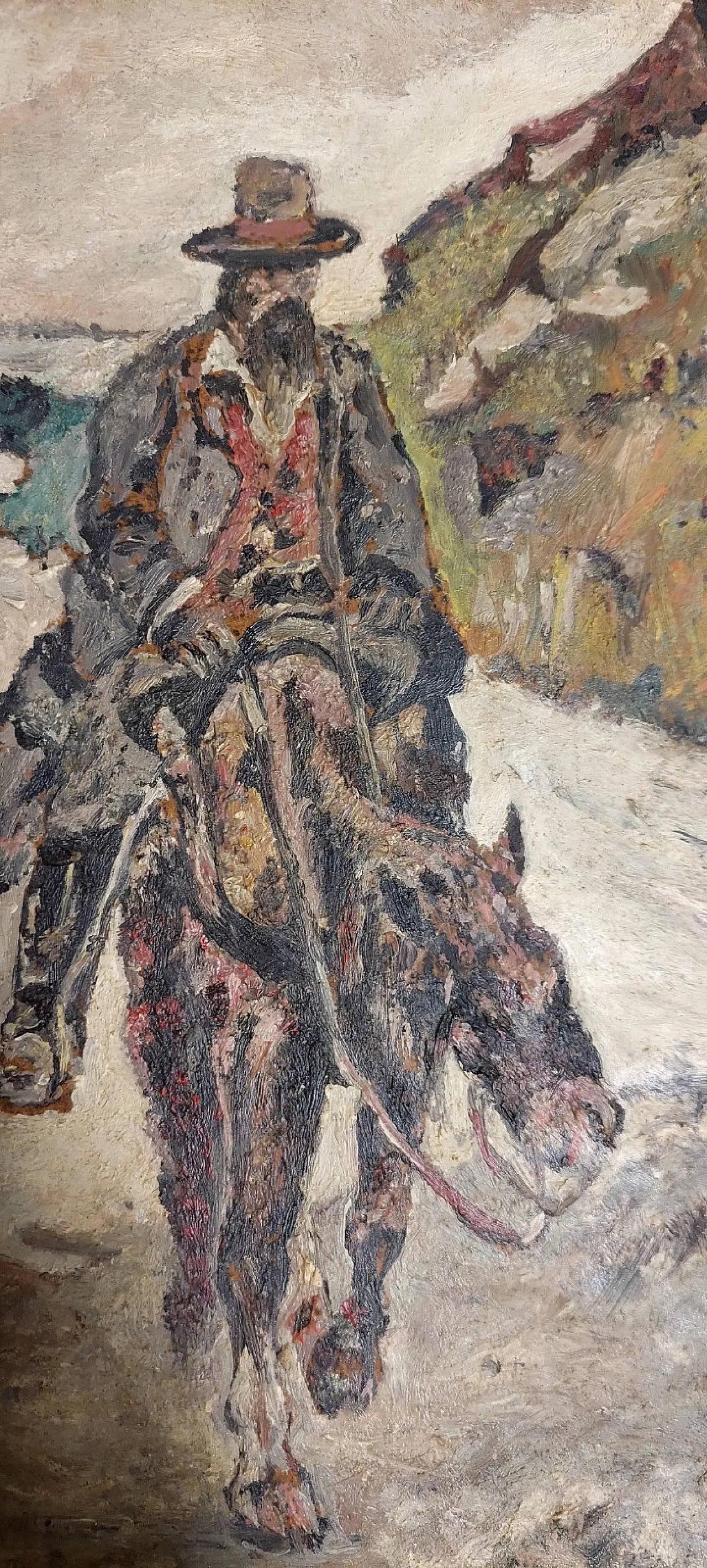 Soggetto a cavallo, olio su faesite, fine '800 5