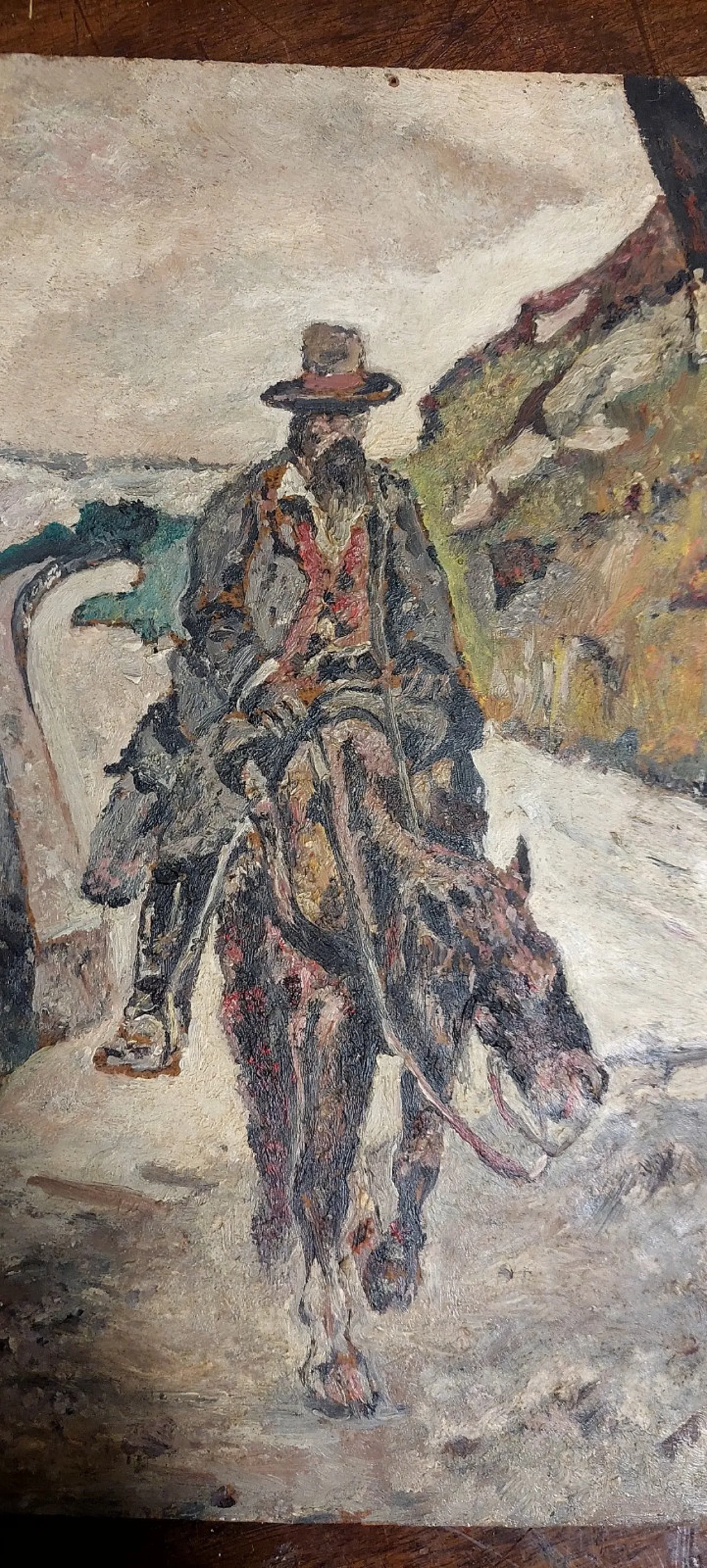 Soggetto a cavallo, olio su faesite, fine '800 6