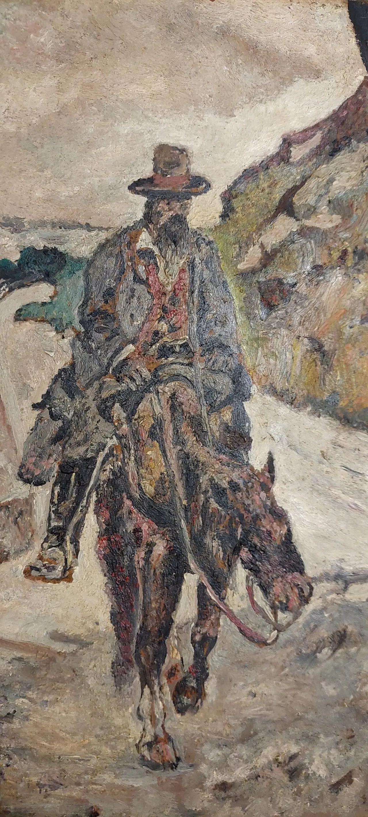 Soggetto a cavallo, olio su faesite, fine '800 11