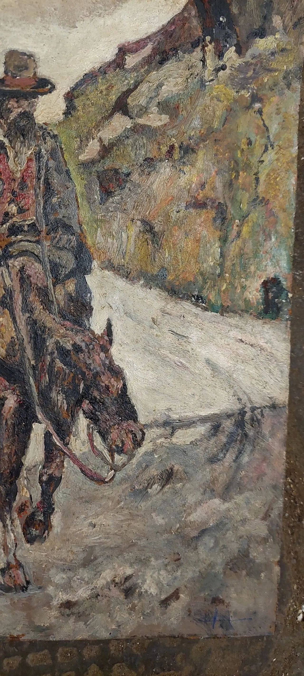 Soggetto a cavallo, olio su faesite, fine '800 12