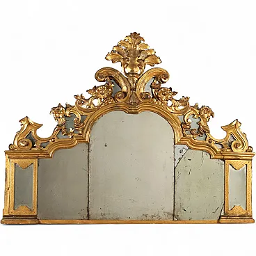 Carved and gilded wooden fireplace, 18th century