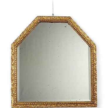 Mirror in golden wood and pastille, 20th century