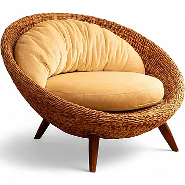 Rattan round chair, 1970s