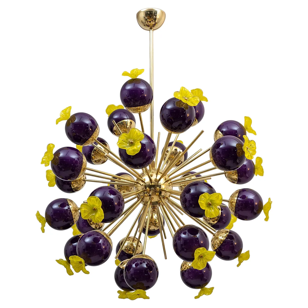 Murano glass and brass Sputnik chandelier, 20th century 1