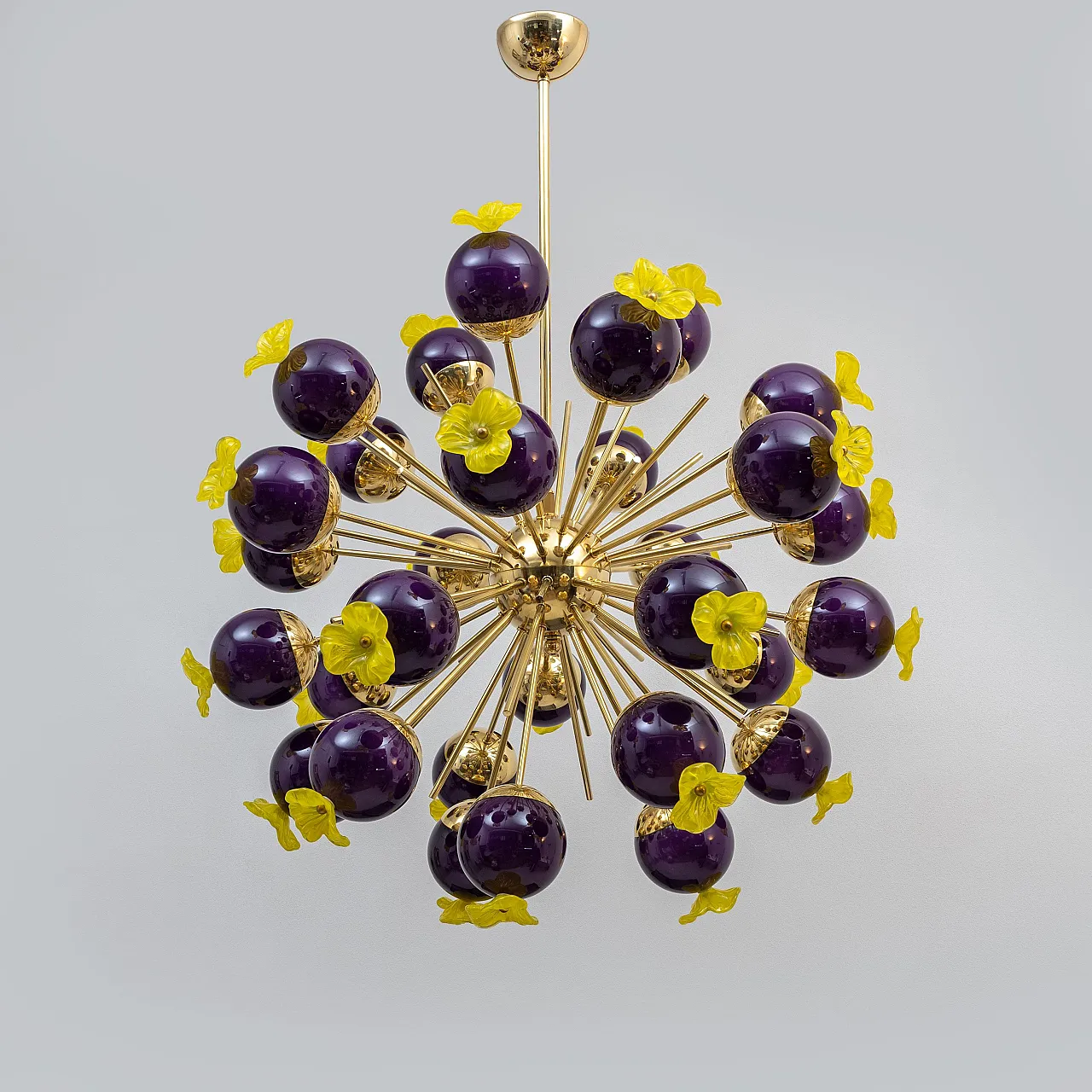 Murano glass and brass Sputnik chandelier, 20th century 2