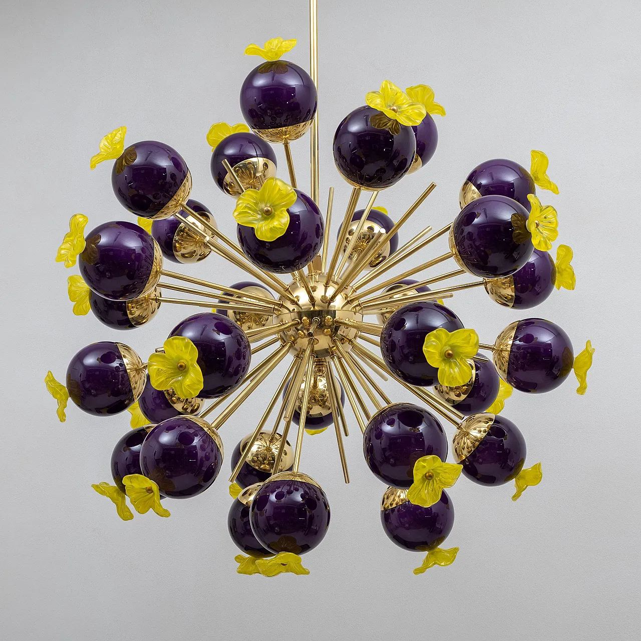 Murano glass and brass Sputnik chandelier, 20th century 3