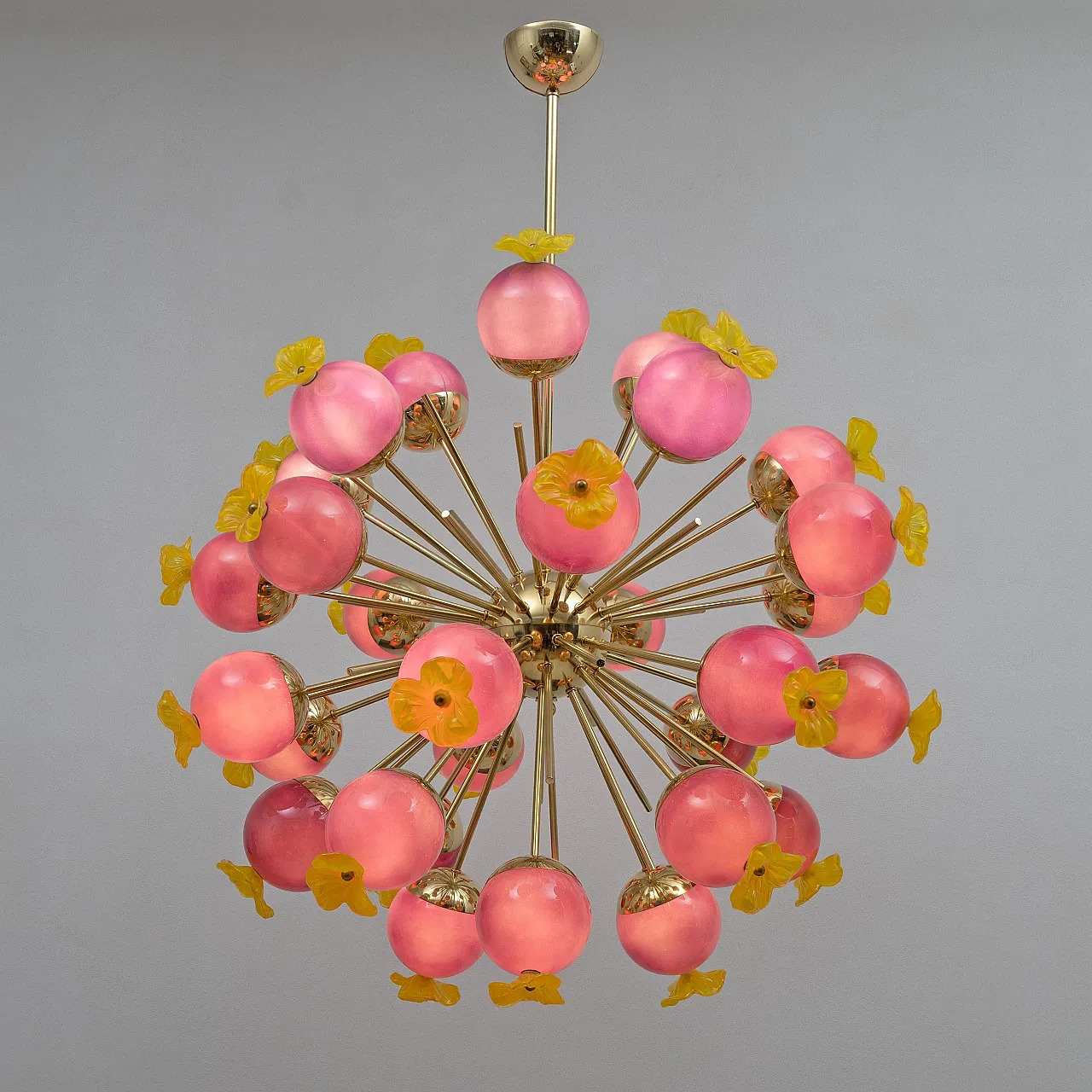 Murano glass and brass Sputnik chandelier, 20th century 4