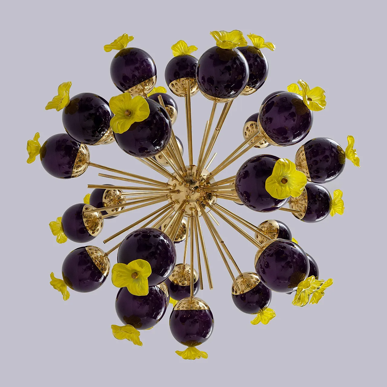 Murano glass and brass Sputnik chandelier, 20th century 5