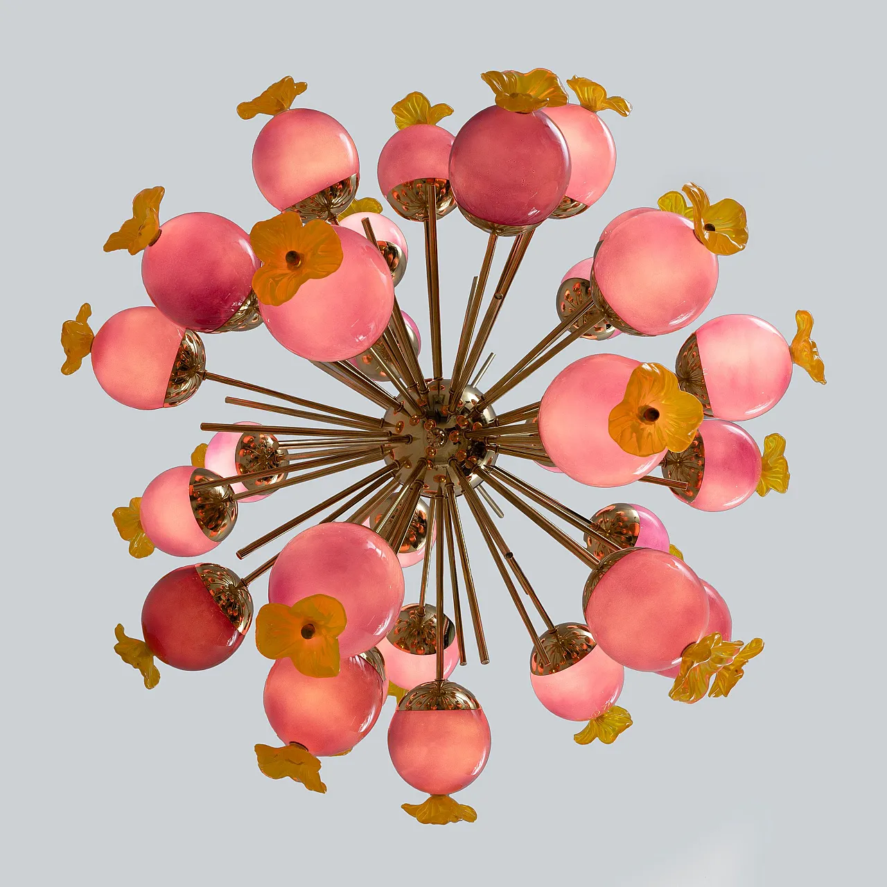 Murano glass and brass Sputnik chandelier, 20th century 6