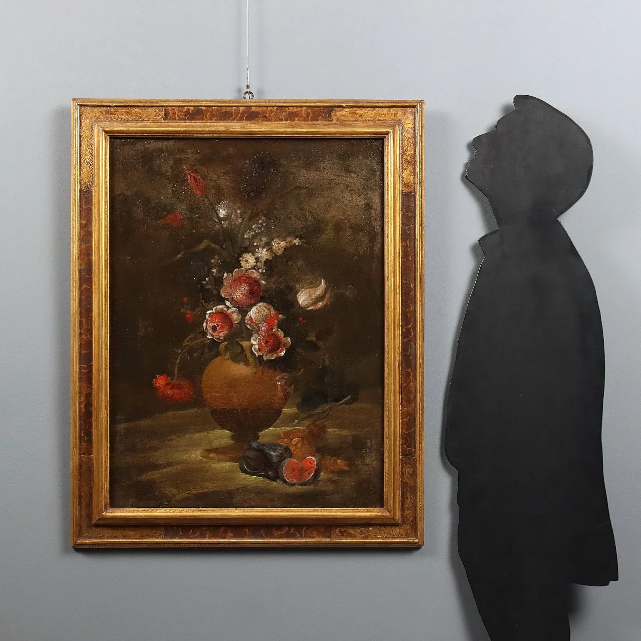 Still life with flowers and fruit, oil on canvas, 18th century 2