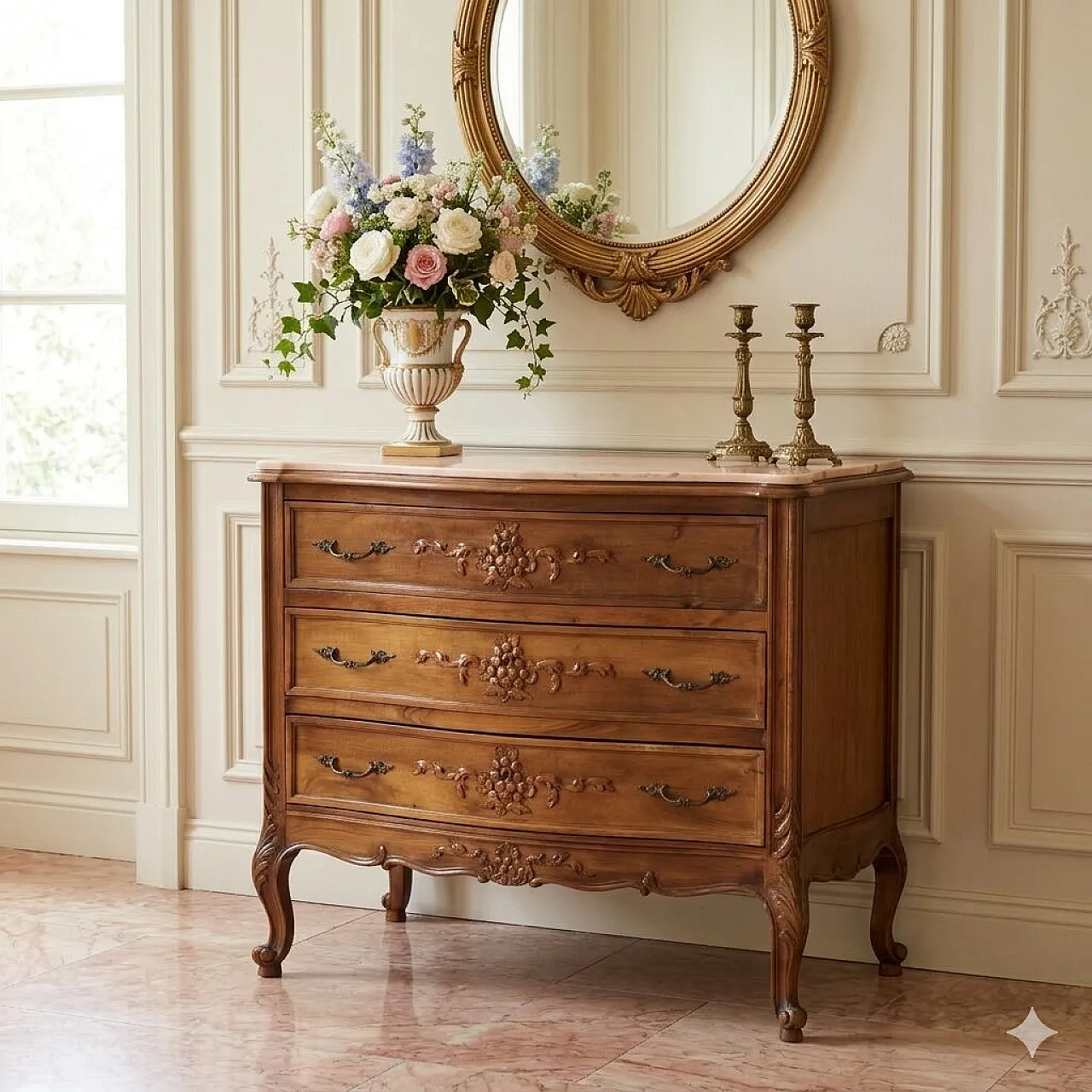 Baroque style walnut chest of drawers, 20th century 2