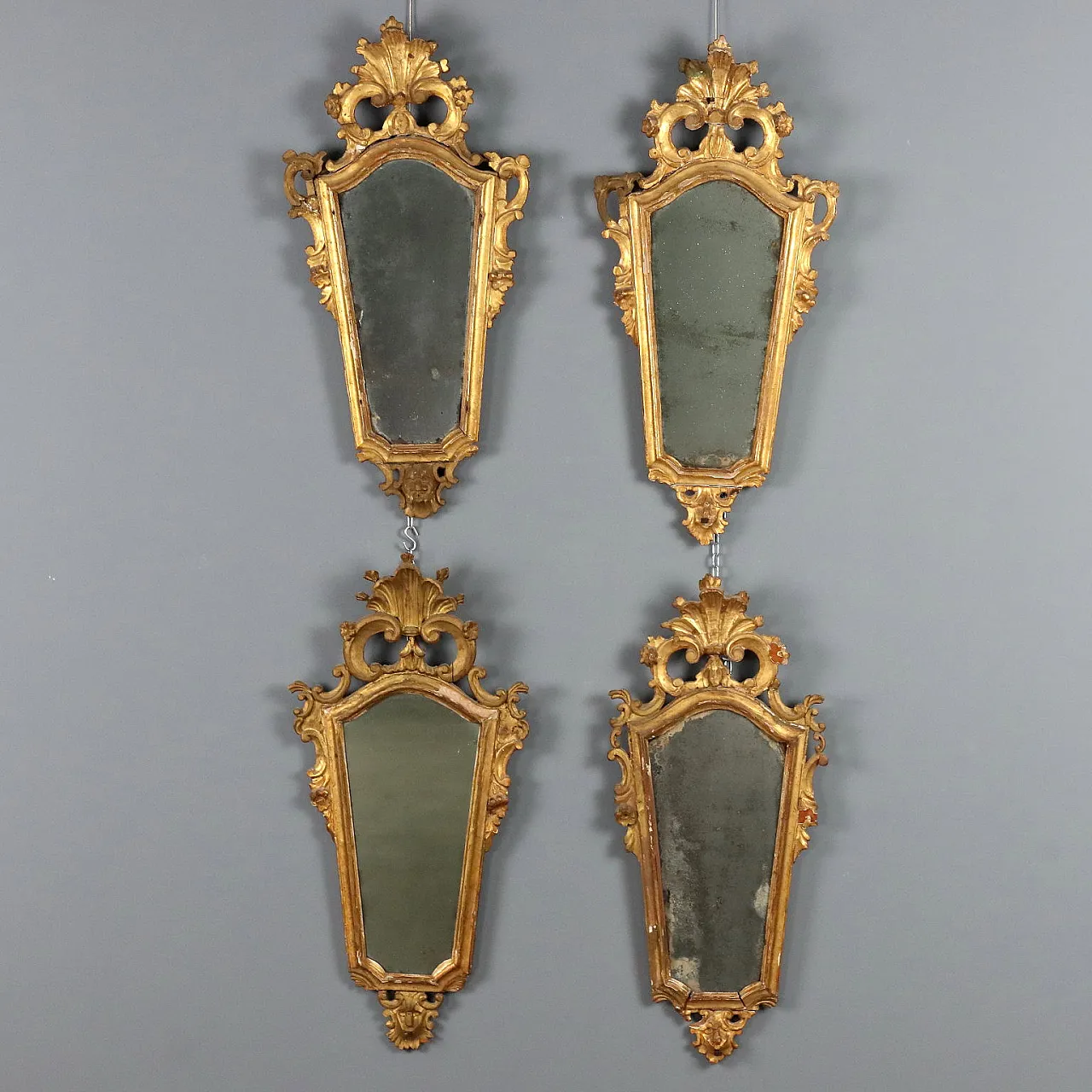 4 Fans in carved and gilded wood, 18th century 1