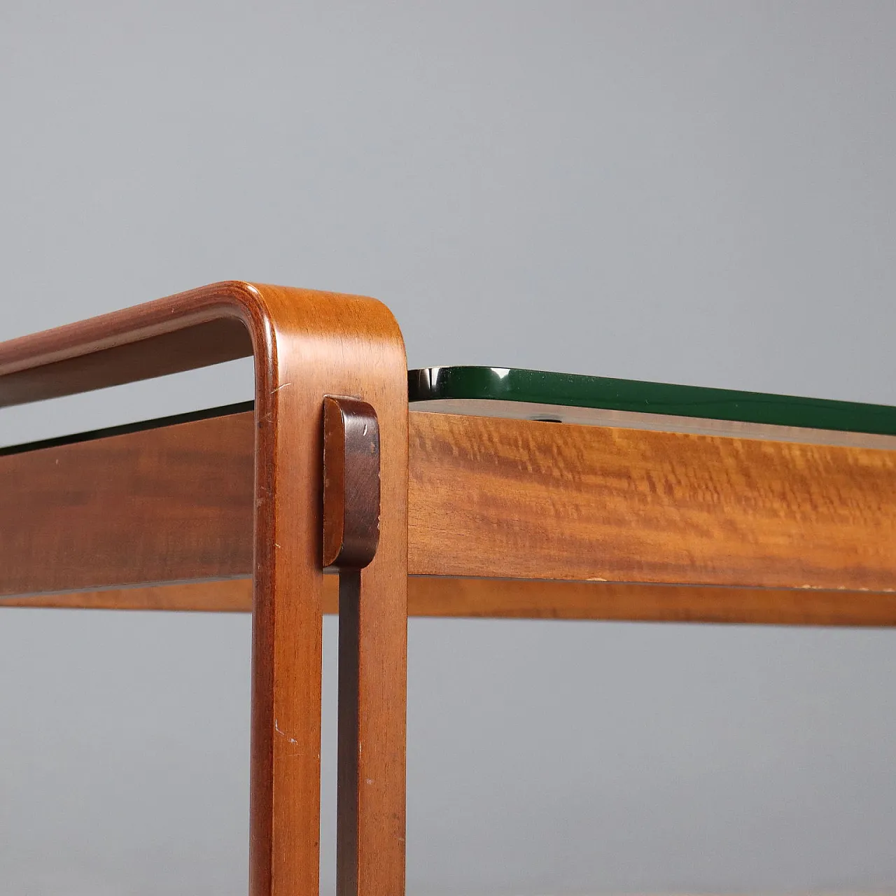 Coffee table with wooden frame and rectangular glass top, 20th century 4