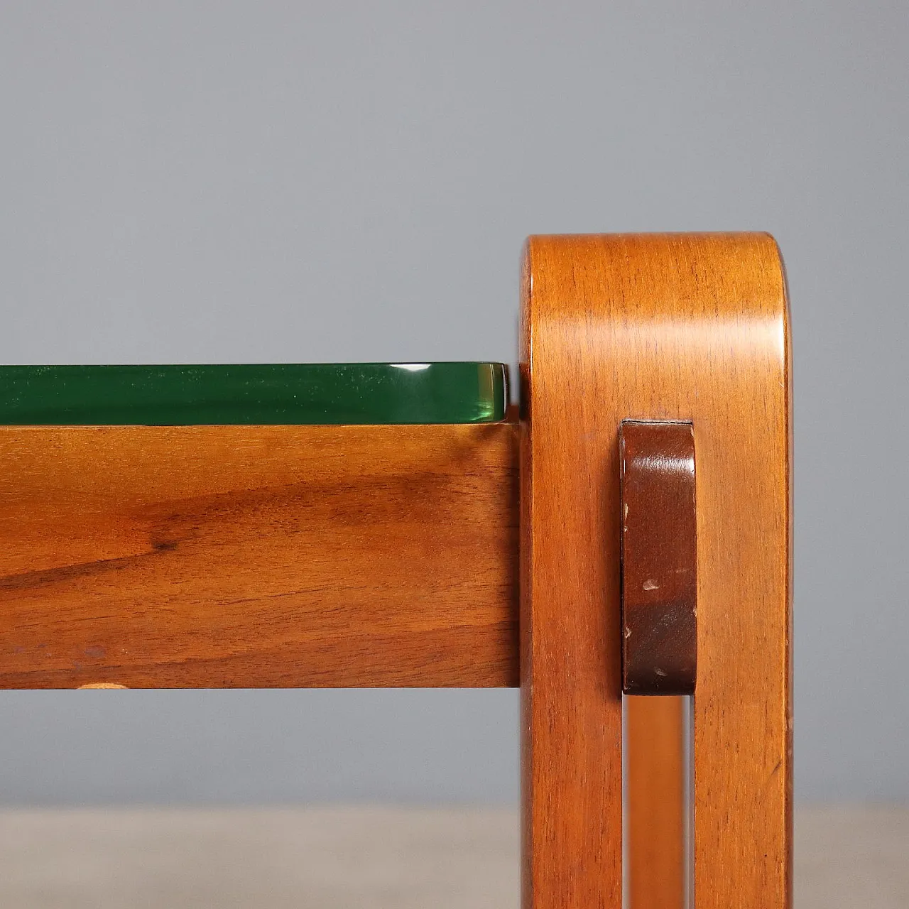 Coffee table with wooden frame and rectangular glass top, 20th century 5