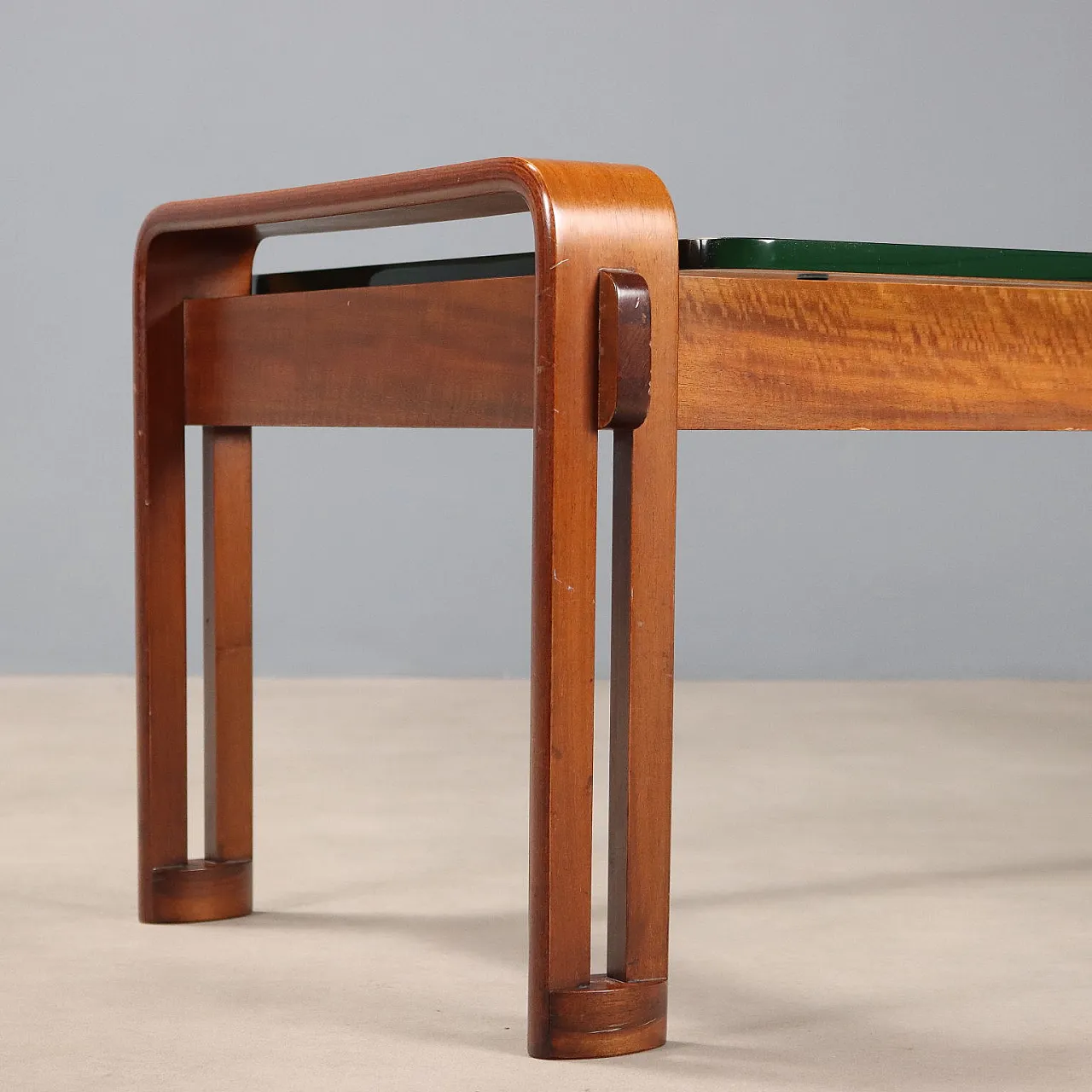 Coffee table with wooden frame and rectangular glass top, 20th century 6