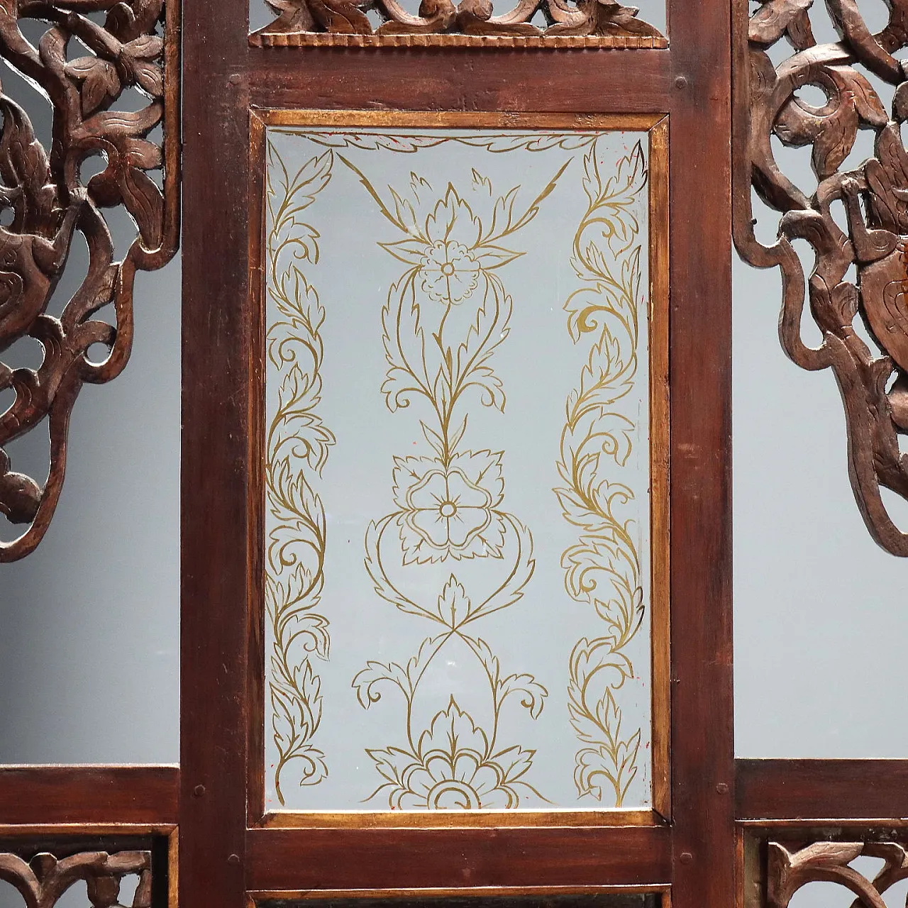 Letto a baldacchino in legno esotico, inizio '900 4