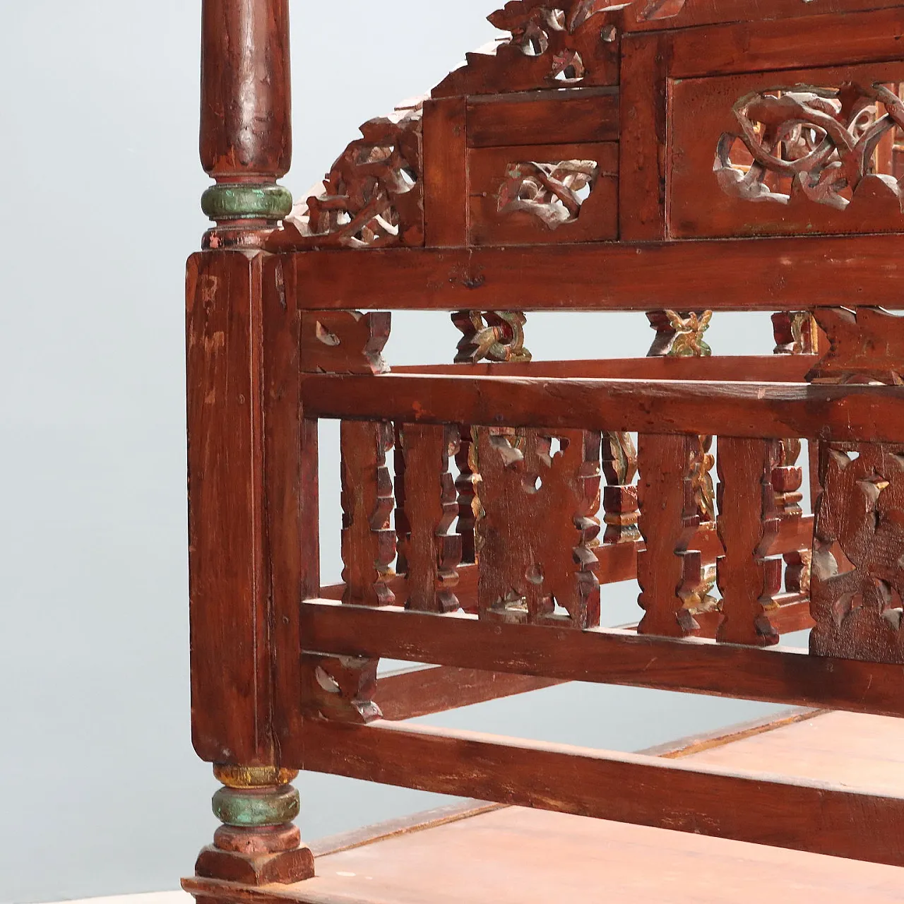Letto a baldacchino in legno esotico, inizio '900 10