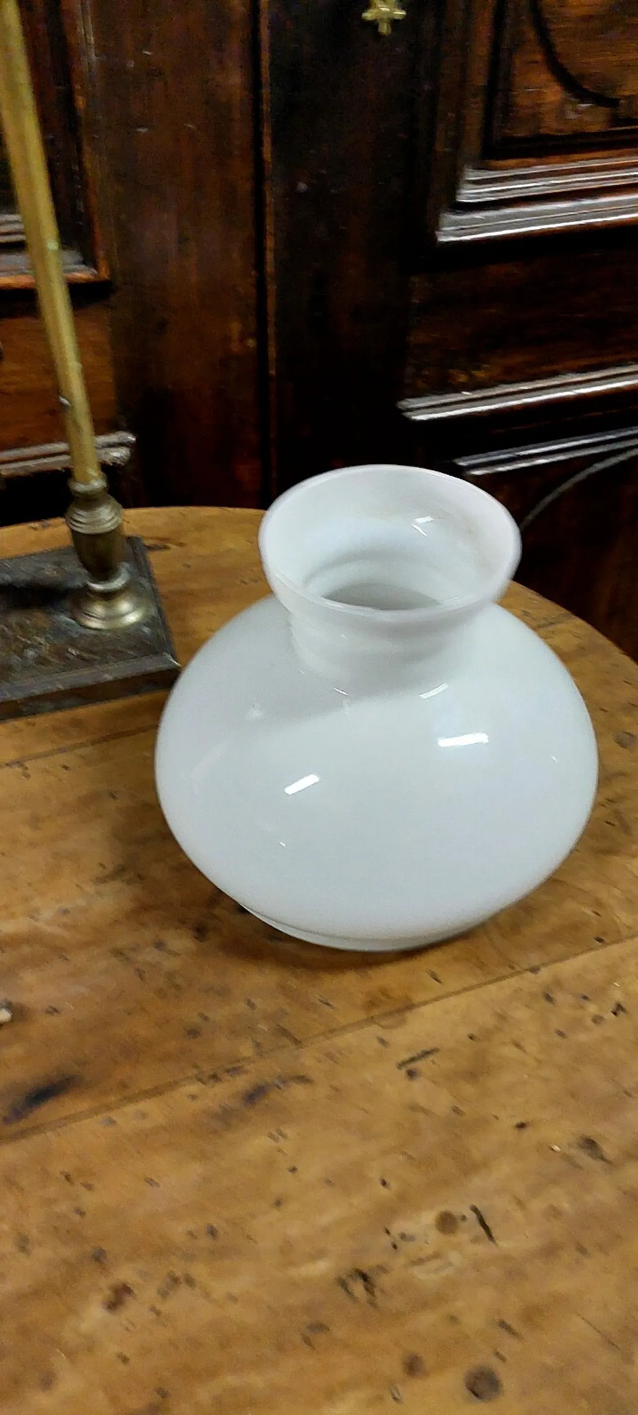 Lampada da tavolo Liberty in vetro da lavoro all'antimonio, primo '900 7