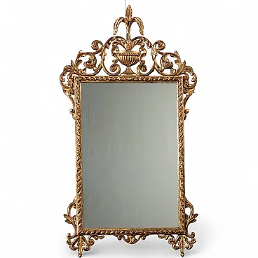 Mirror with carved and gilded wooden frame, 20th century