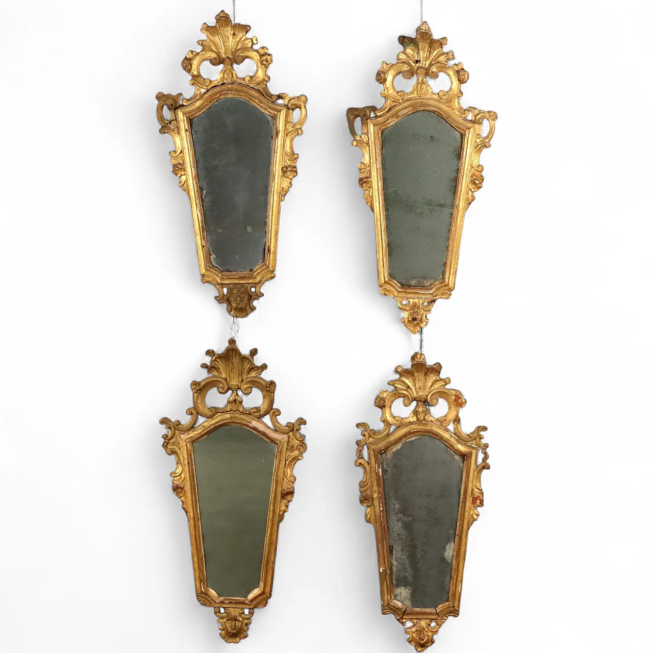 4 Fans in carved and gilded wood, 18th century 11